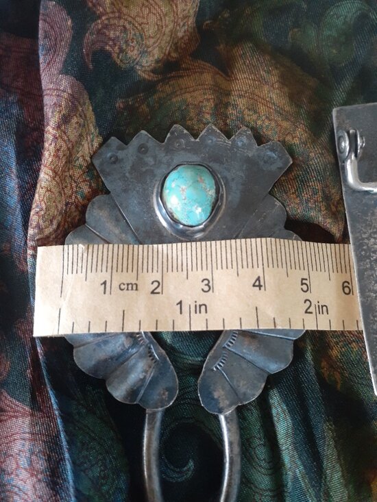 VINTAGE NAVAJO STERLING SILVER TURQUOISE HAIRPIN